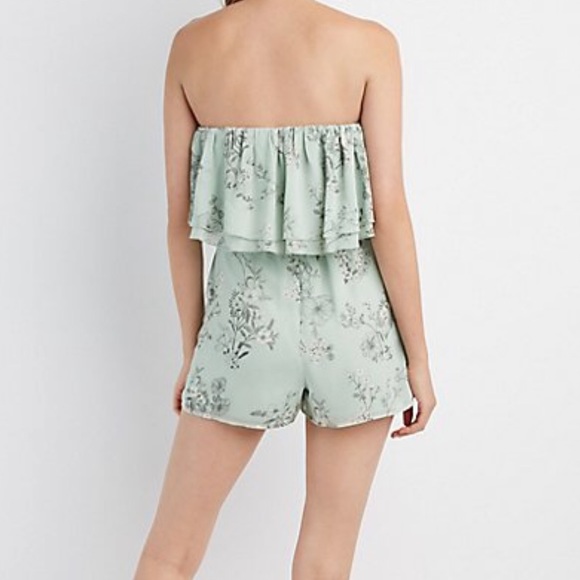 Strapless Ruffle Romper Floral Print - Picture 2 of 5